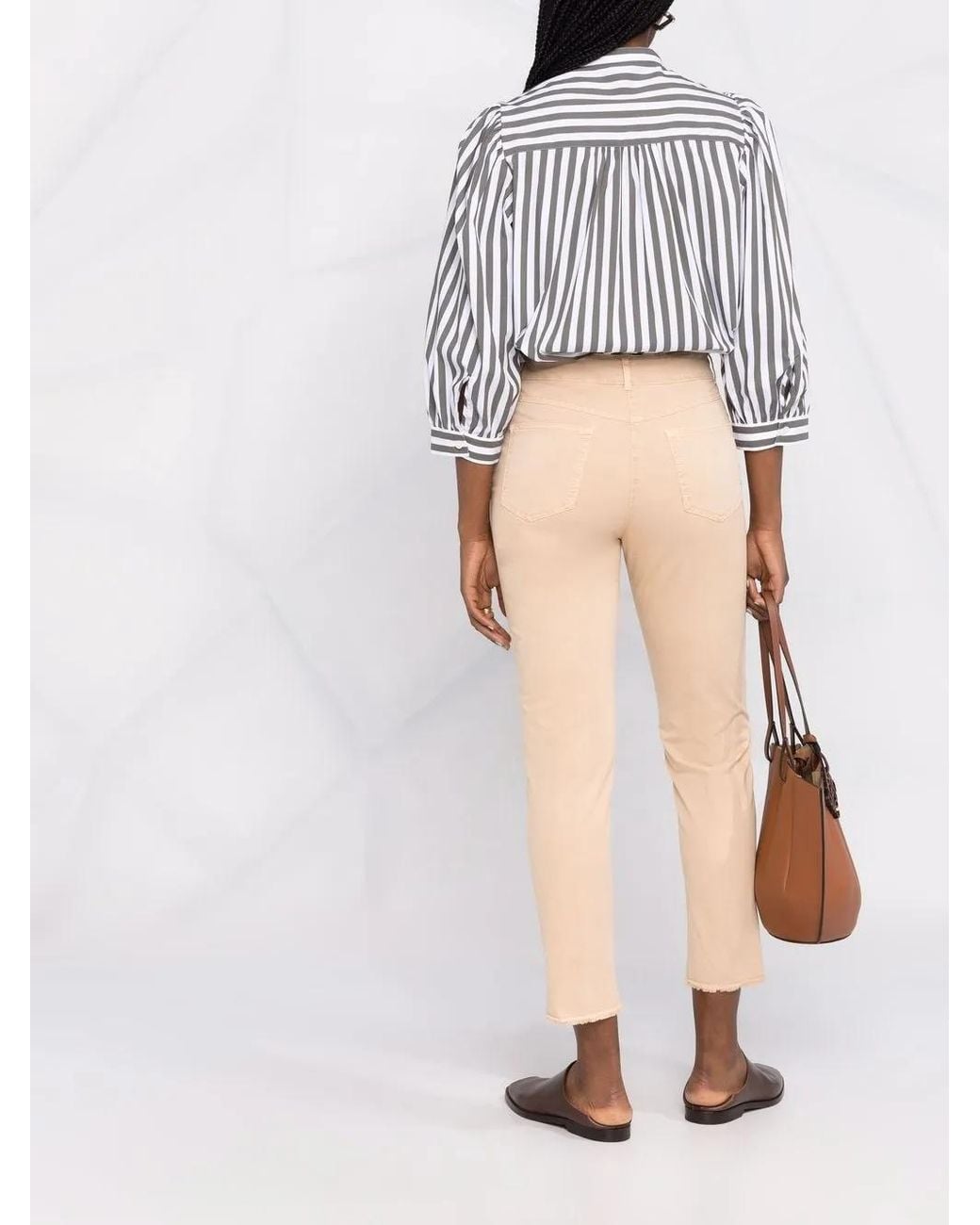 Peserico Natural Cropped Straight-Leg Trousers