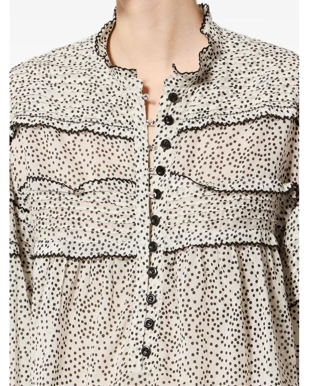 Top Doane Con Volantes Y Motivo De Lunares Isabel Marant de color White