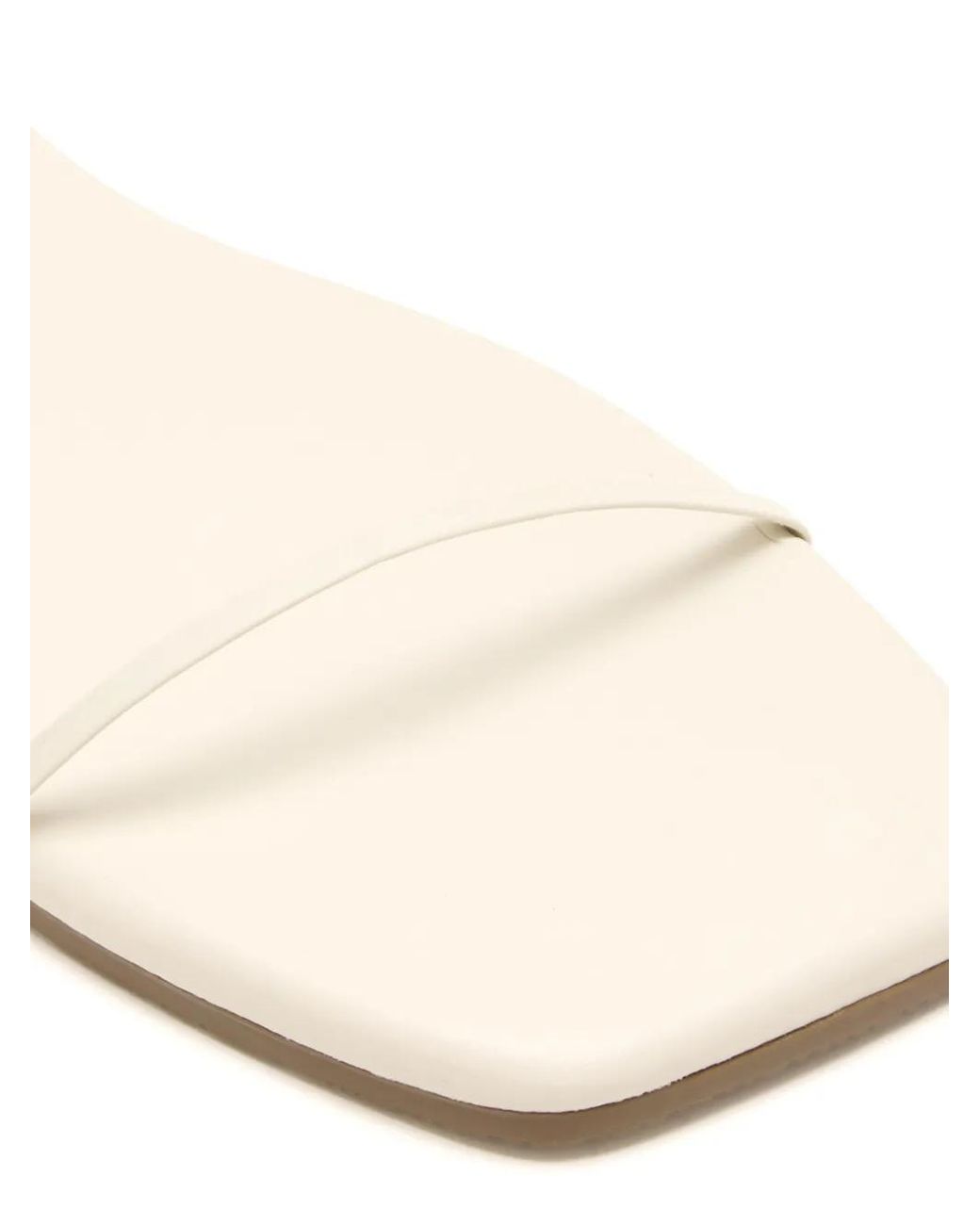 TKEES White Twiggy Square-Toe Flat Sandals