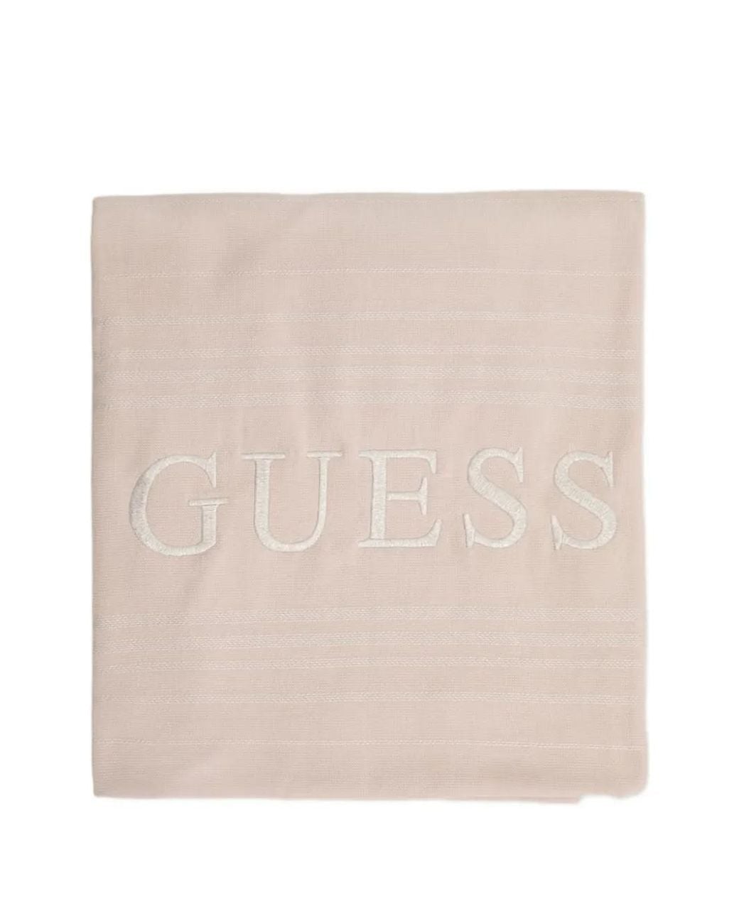 Guess Natural Logo-Embroidered Fringed Beach Towel