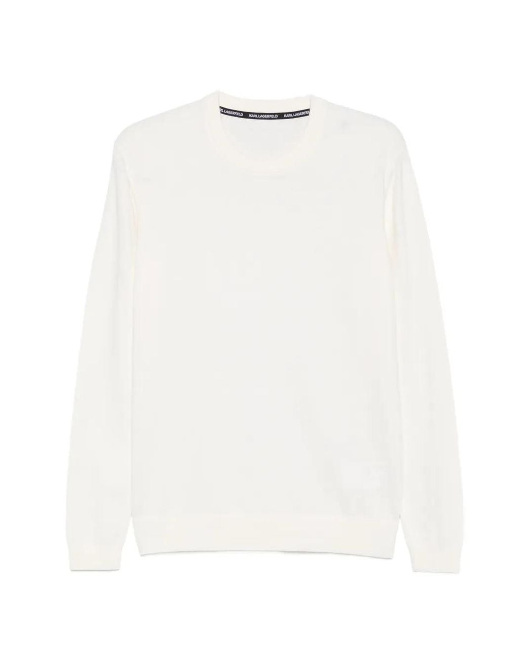 Karl Lagerfeld White Logo-Embroidered Crew-Neck Sweater for men