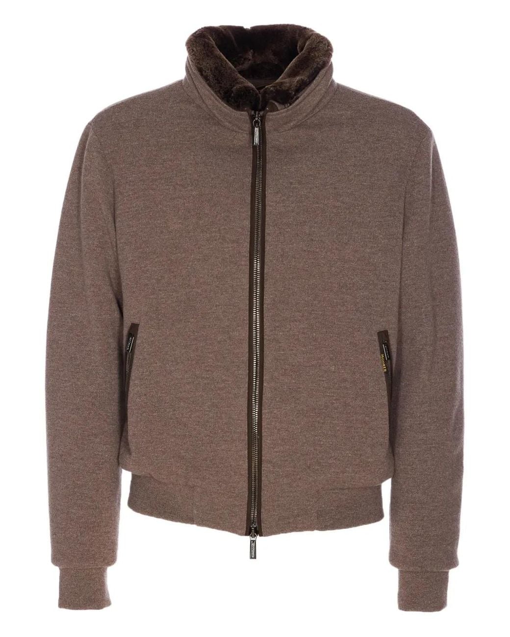Moorer Brown Bellati Shearling-Collar Padded Jacket for men