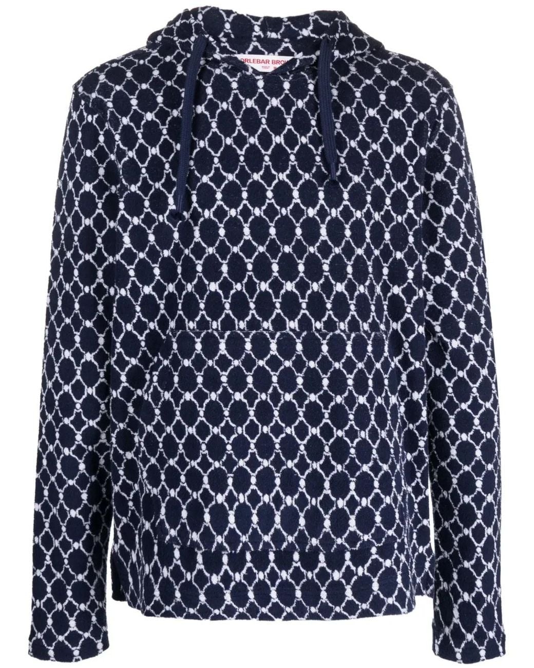 Orlebar Brown Blue Blaine Geometric-Pattern Terry-Cloth Hoodie for men