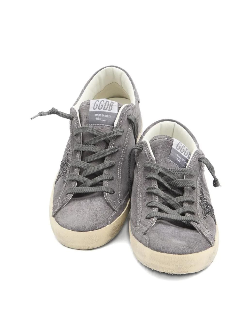 Golden Goose Deluxe Brand Gray Low-Top Silk And Nylon Sneakers With Glittery Star Detail