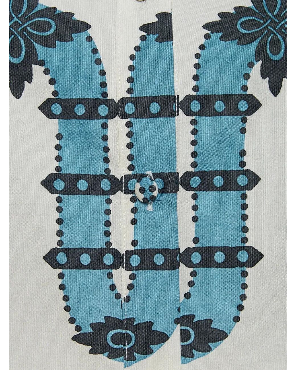 LaDoubleJ Blue Choux Printed Cotton Shirt Dress