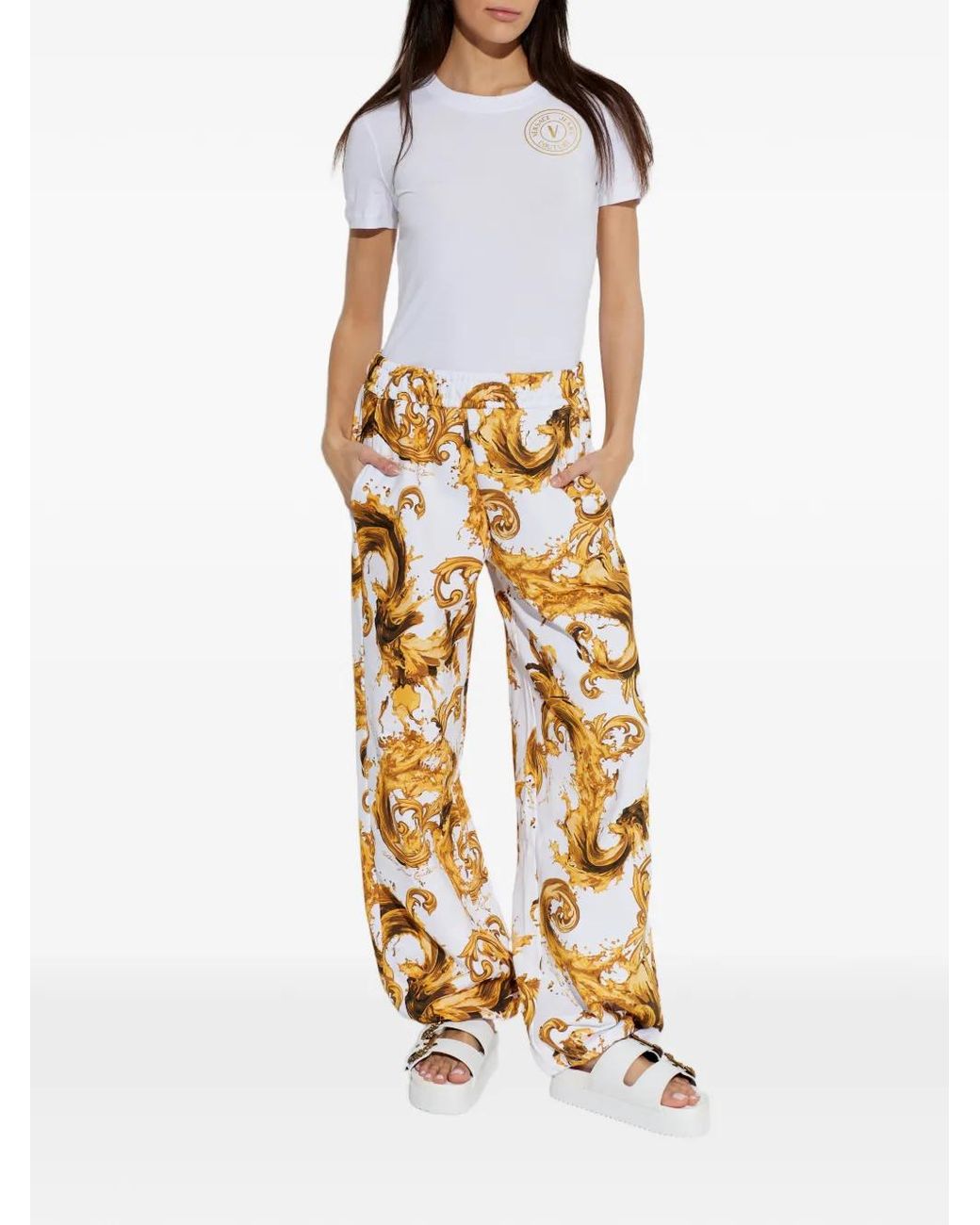 Versace Jeans Couture White Arizona Buckle-Strap Platform Sandals