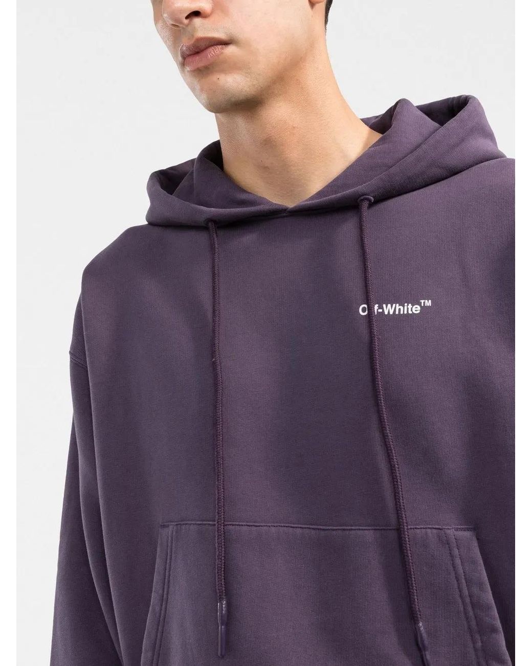 Off-White c/o Virgil Abloh Purple Graphic Print Cotton Hoodie for men