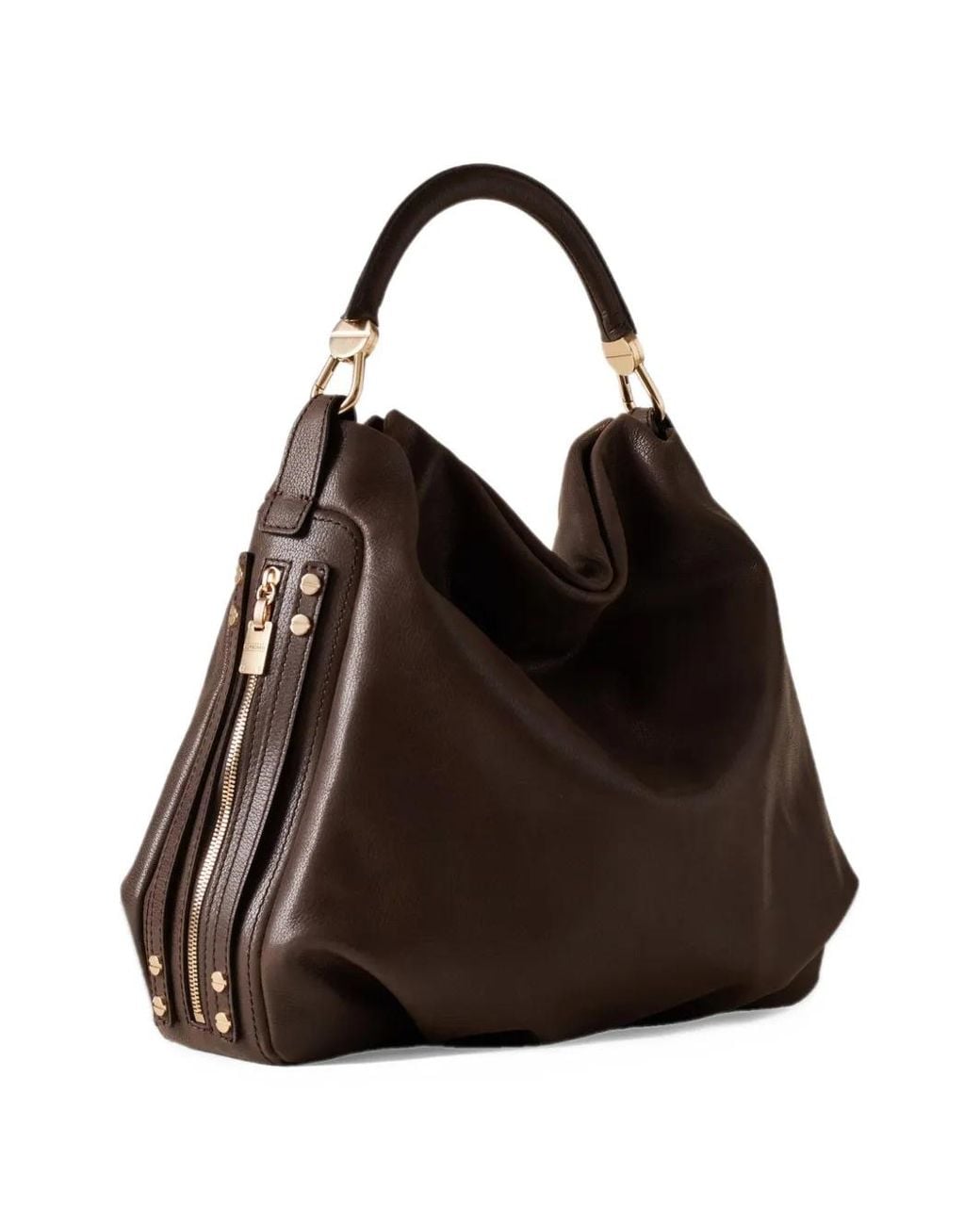 Borbonese Black Medium Bice Leather Slouchy Tote Bag
