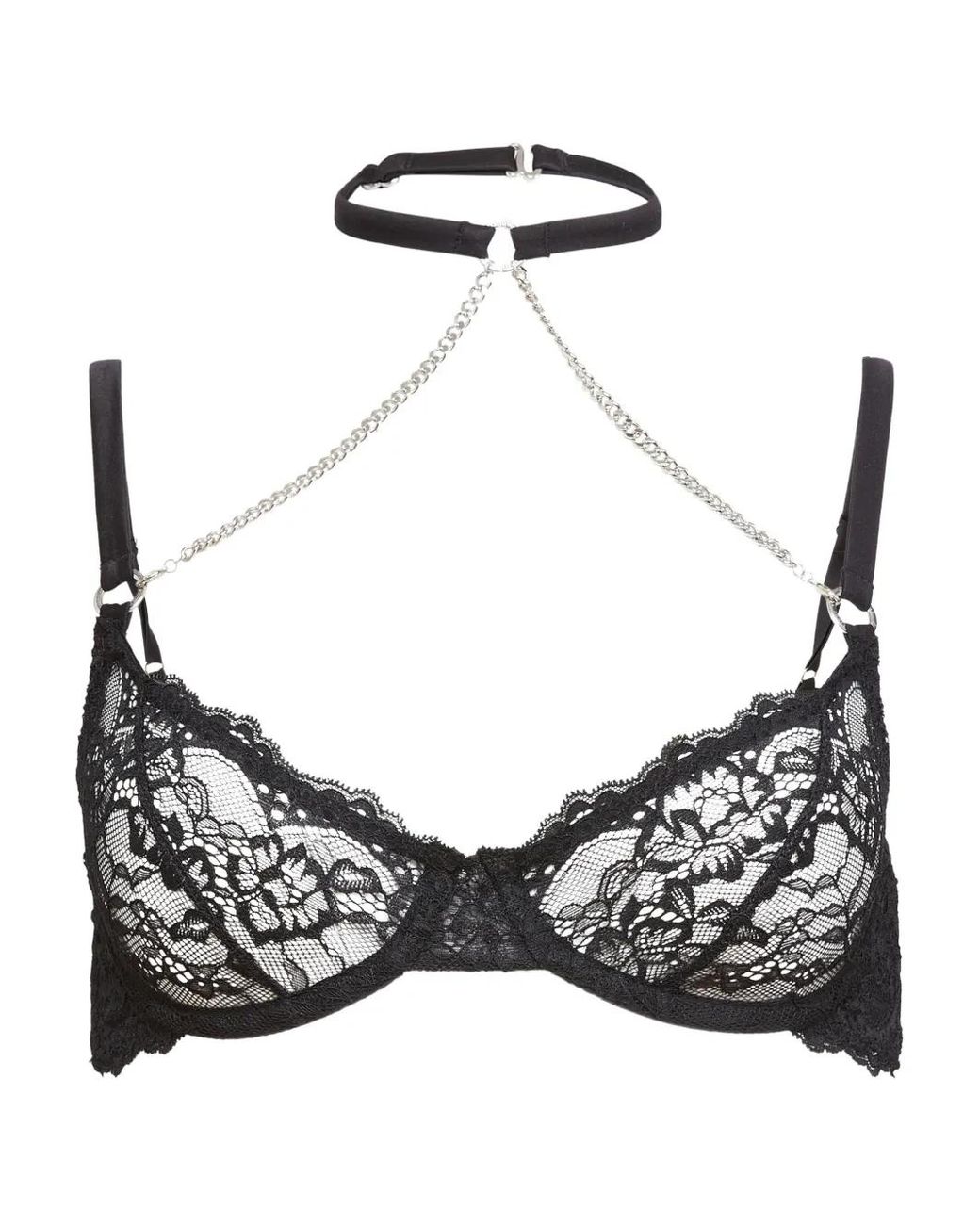 Fleur du Mal Black Bianca Chain Lace Bra