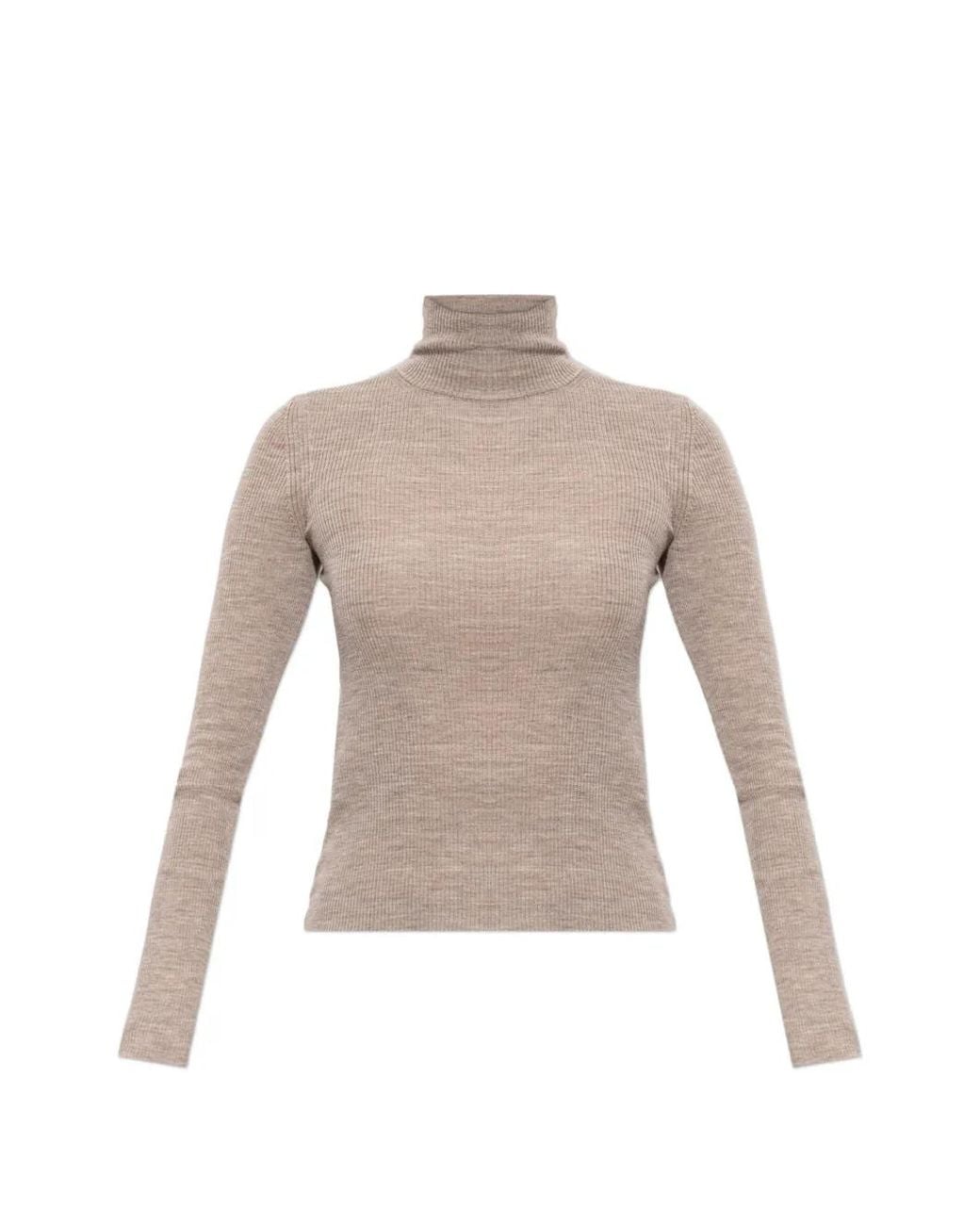 Max Mara Natural Ribbed-Knit Turtleneck Sweater
