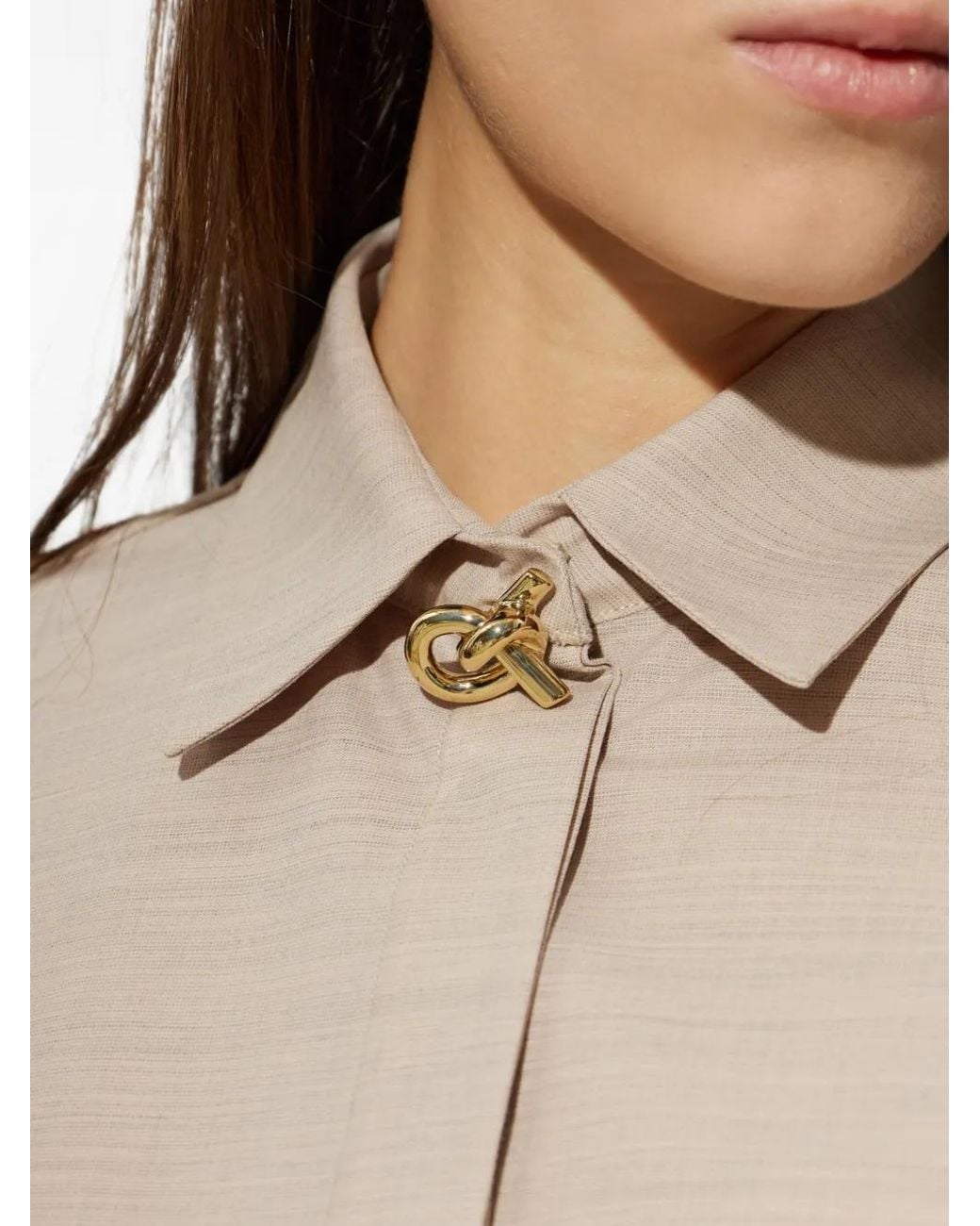 Fabiana Filippi Natural Boxy Knot-Detail Long-Sleeve Shirt