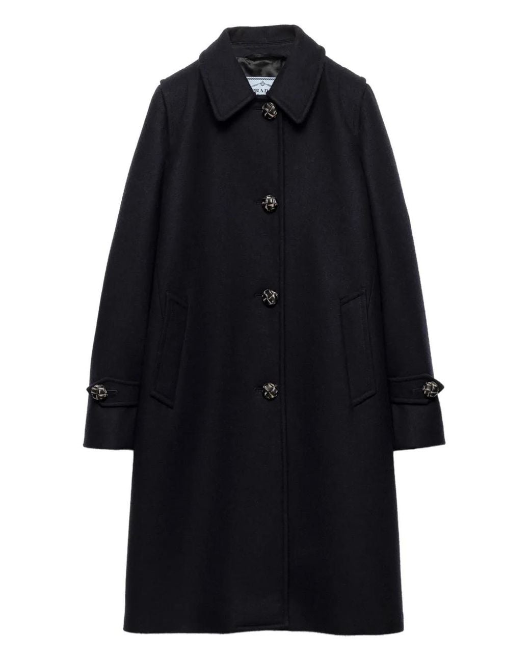 Prada Blue Single-Breasted Double Loden Coat