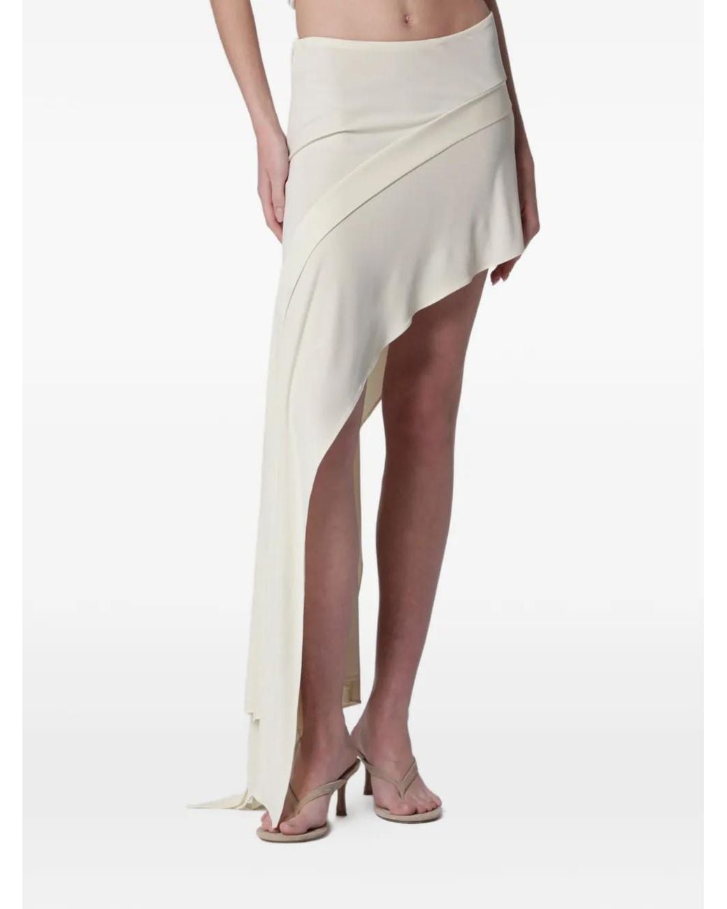 Francesco Murano White Asymmetric Draped Skirt