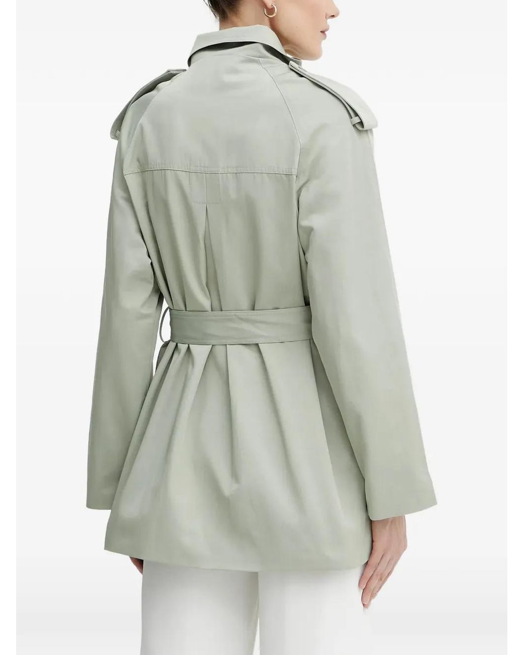 Morgan Gray Belted High-Neck Coat