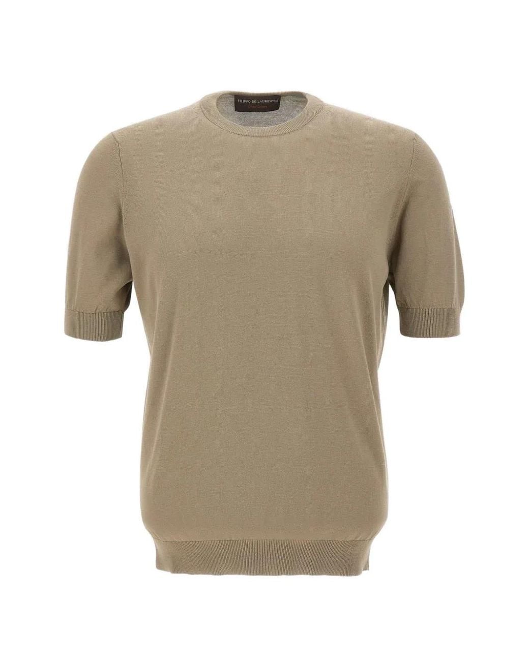 FILIPPO DE LAURENTIIS Natural Short-Sleeve Crêpe Cotton Sweater for men