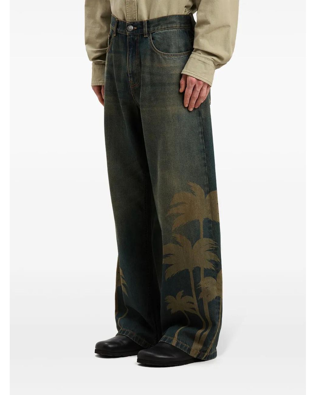 Palm Angels Green Pamls Laser Jeans for men