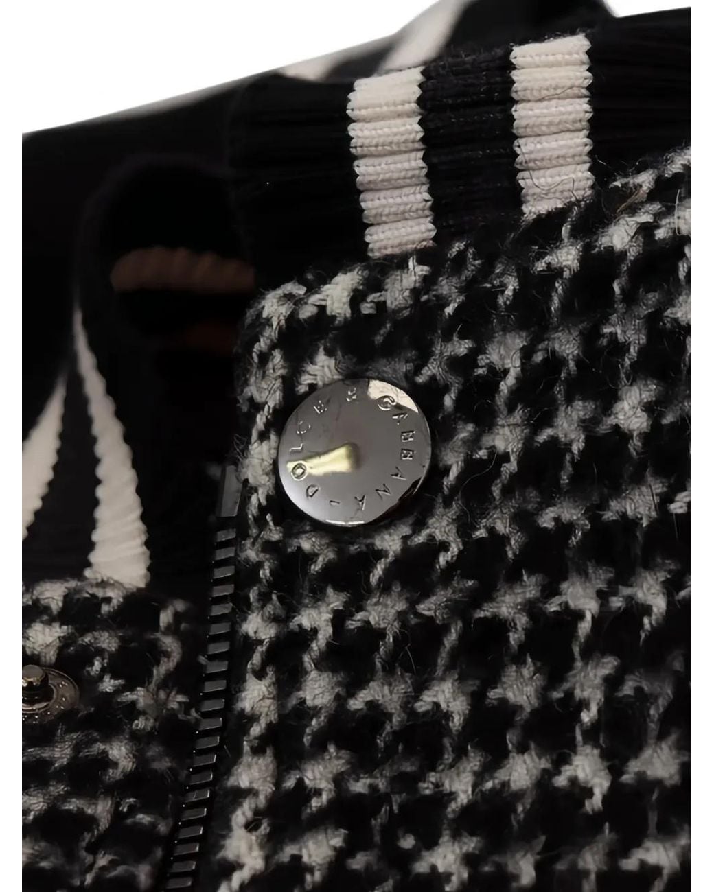 Dolce & Gabbana Black Houndstooth-Pattern Distressed Bomber Jacket for men