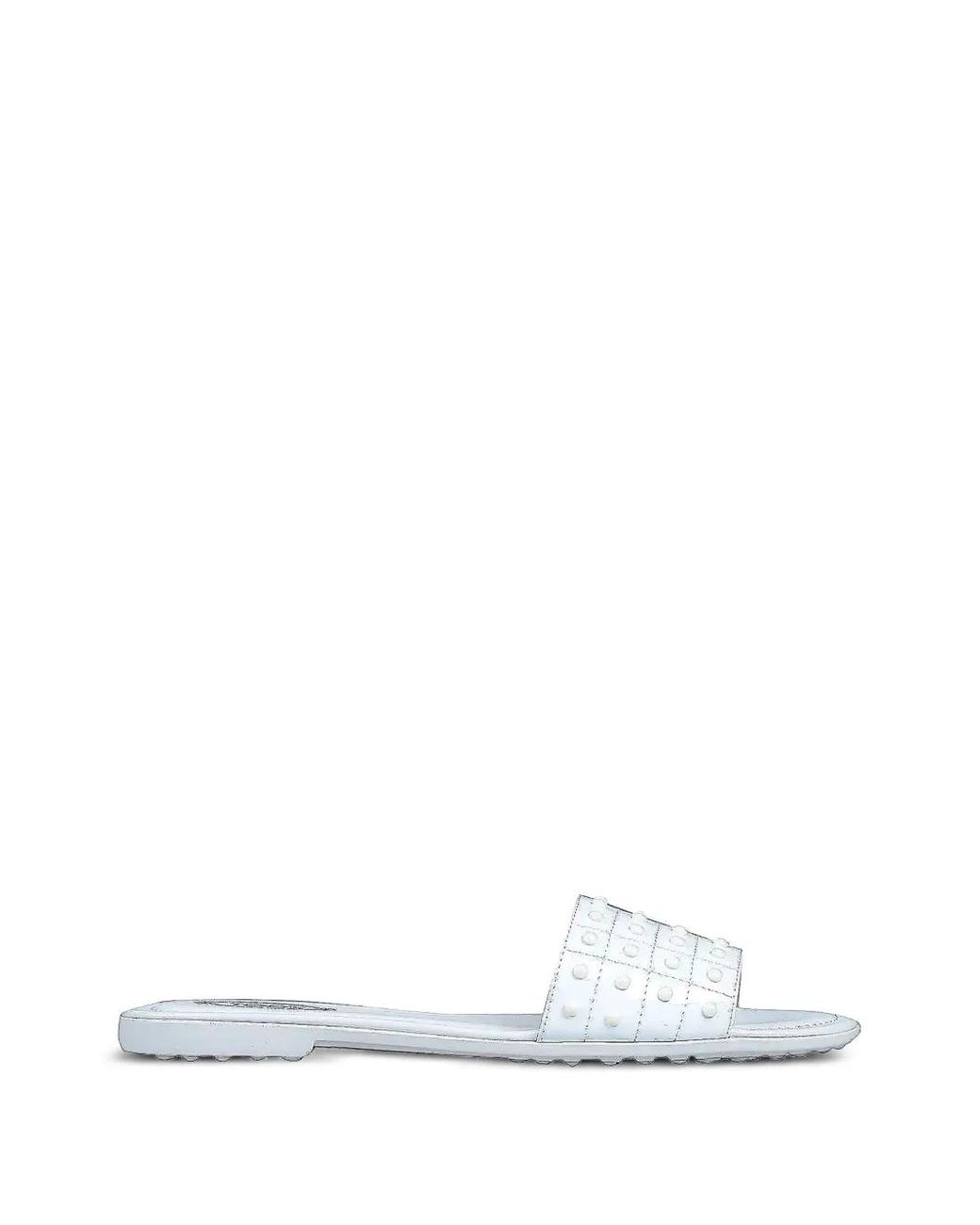 Tod's White Gomma Studded Leather Sandals