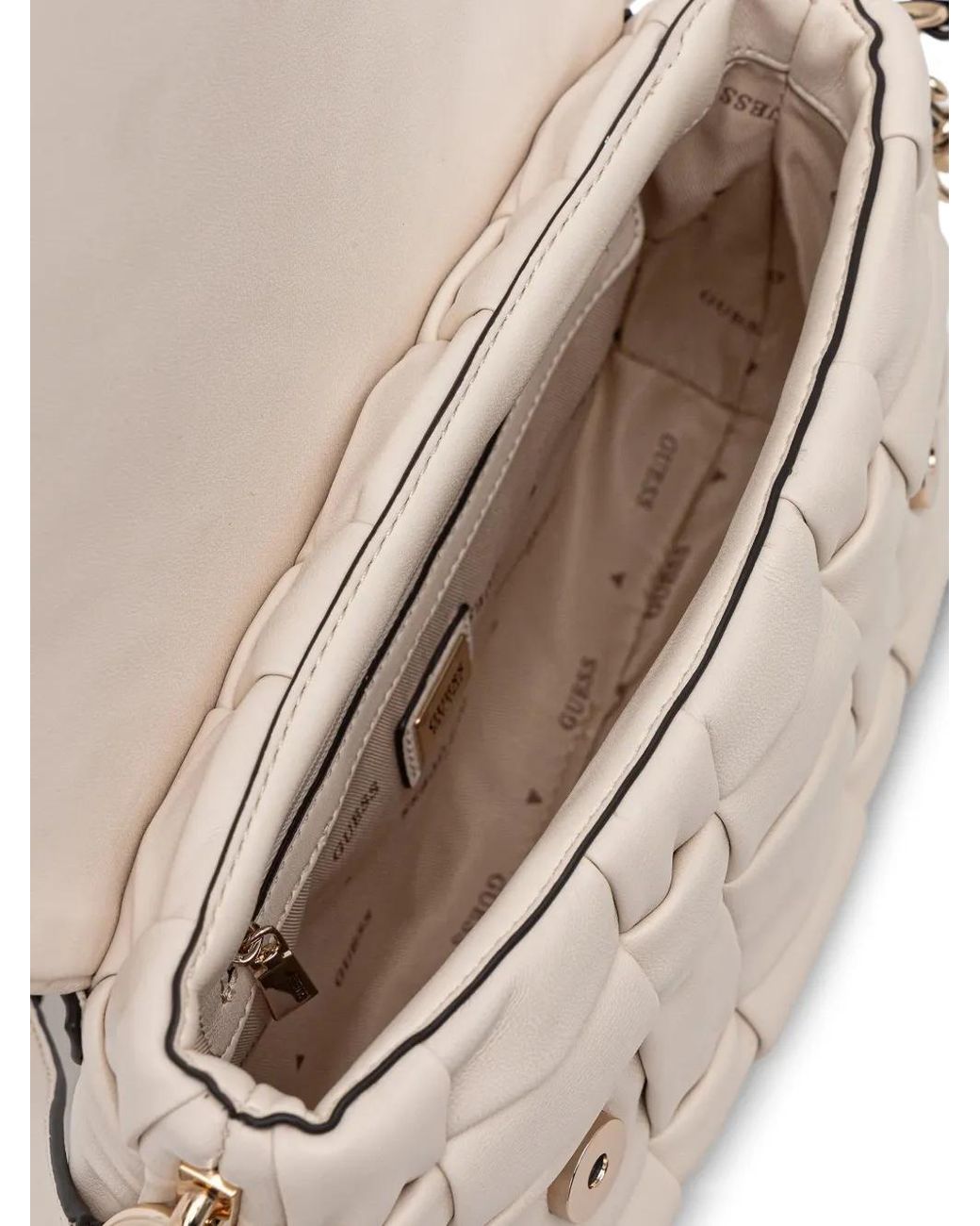 Guess Natural Marion Quilted Logo Cross Body Bag