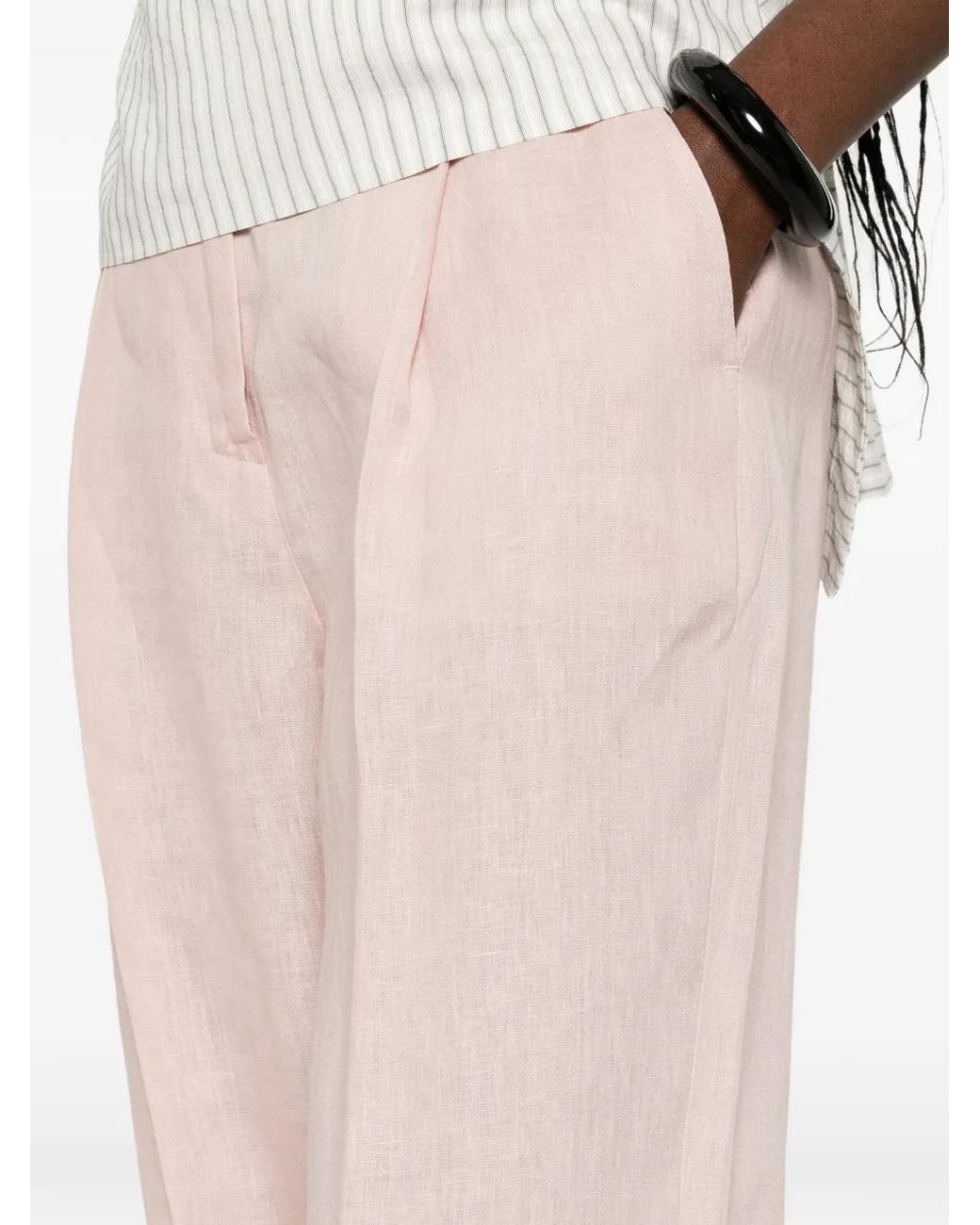 Marella Pink Pleated Linen Trousers