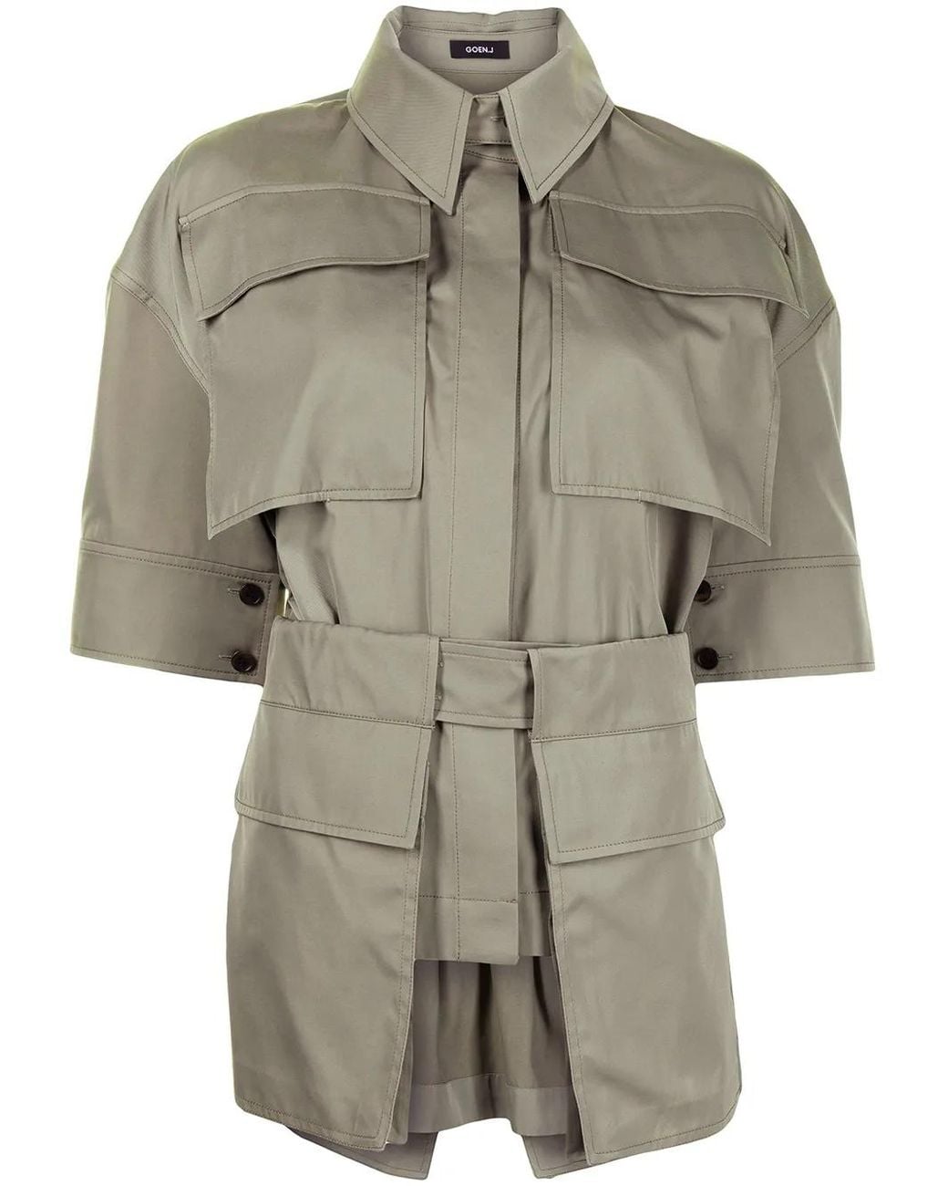 Goen.J Gray Belted Cotton-Blend Twill Shirt
