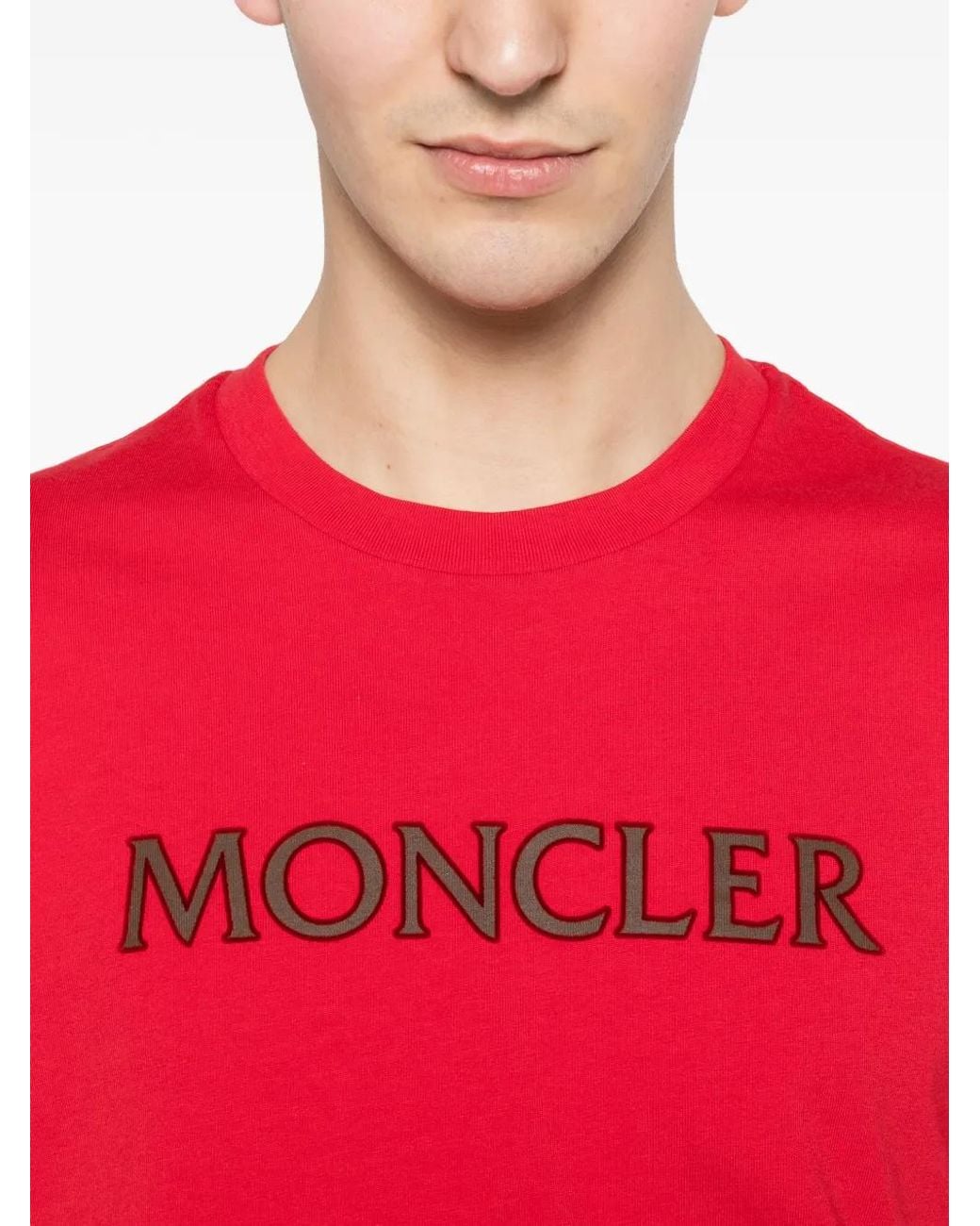 Moncler Red Logo-Detail T-Shirt for men