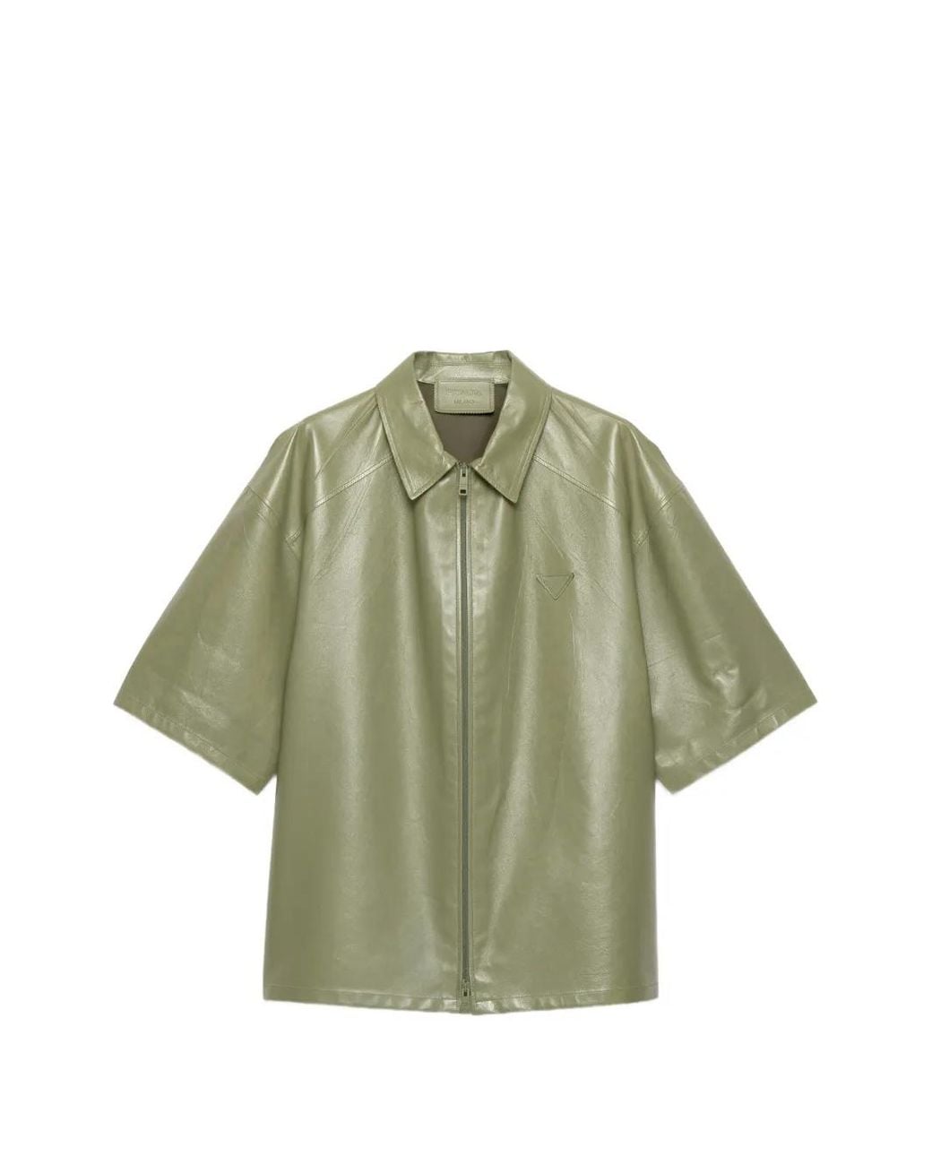 Prada Green Nappa Leather Zipper Shirt