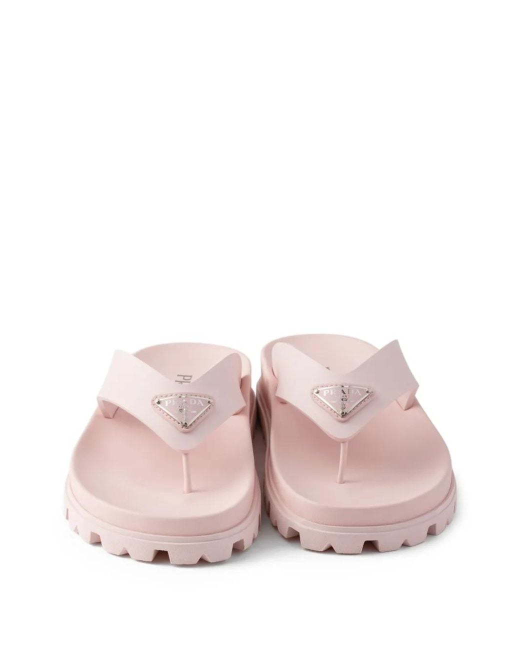 Prada Pink Triangle Flat Sandals