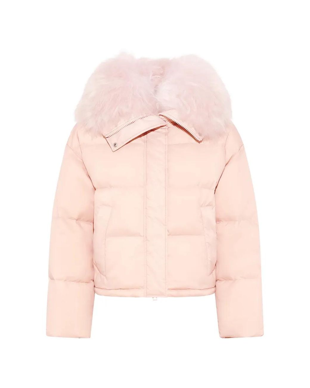 Yves Salomon Pink Shearling-Trim Down Jacket