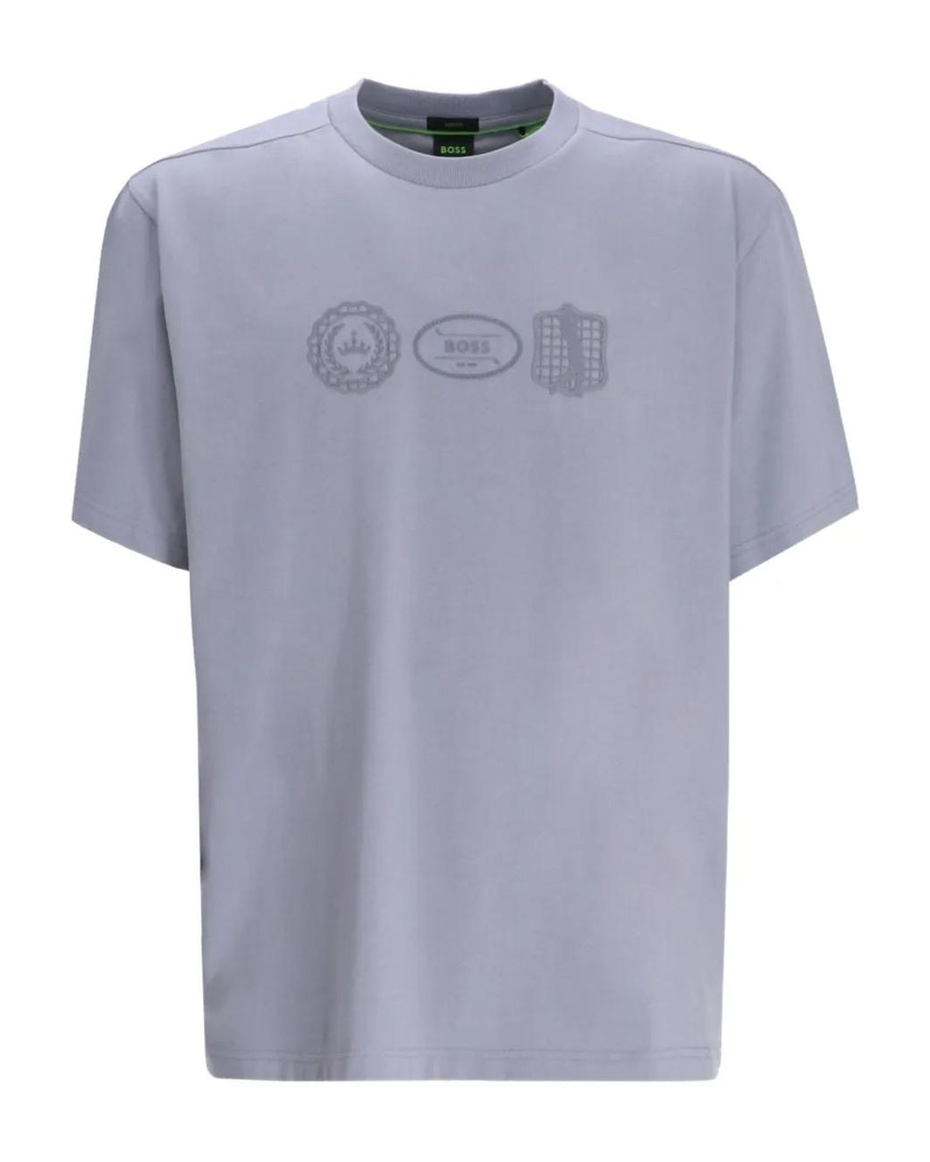Boss Blue Emed-Logo Cotton T-Shirt for men