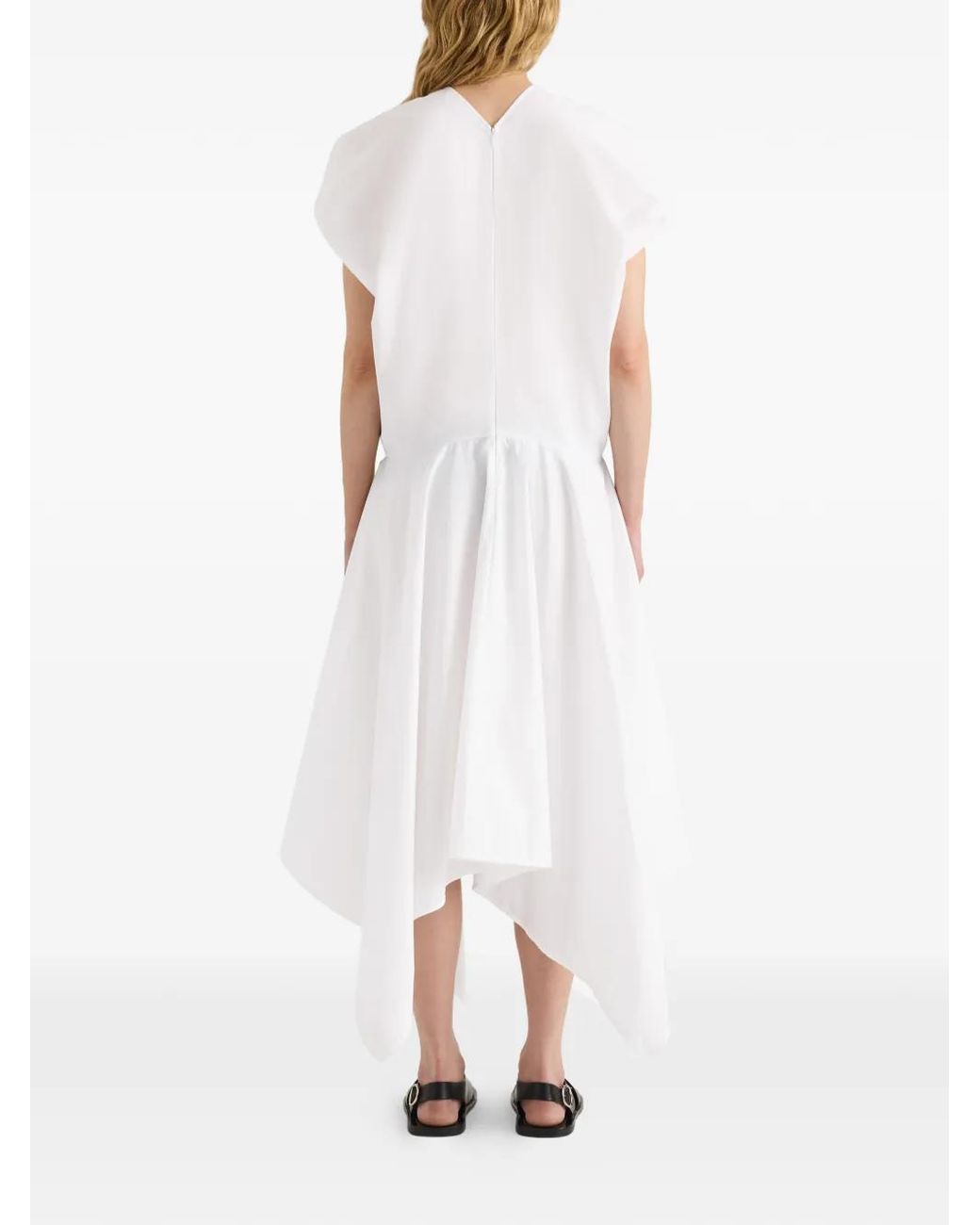 Proenza Schouler White Sybella Handkerchief-Hem Midi Dress