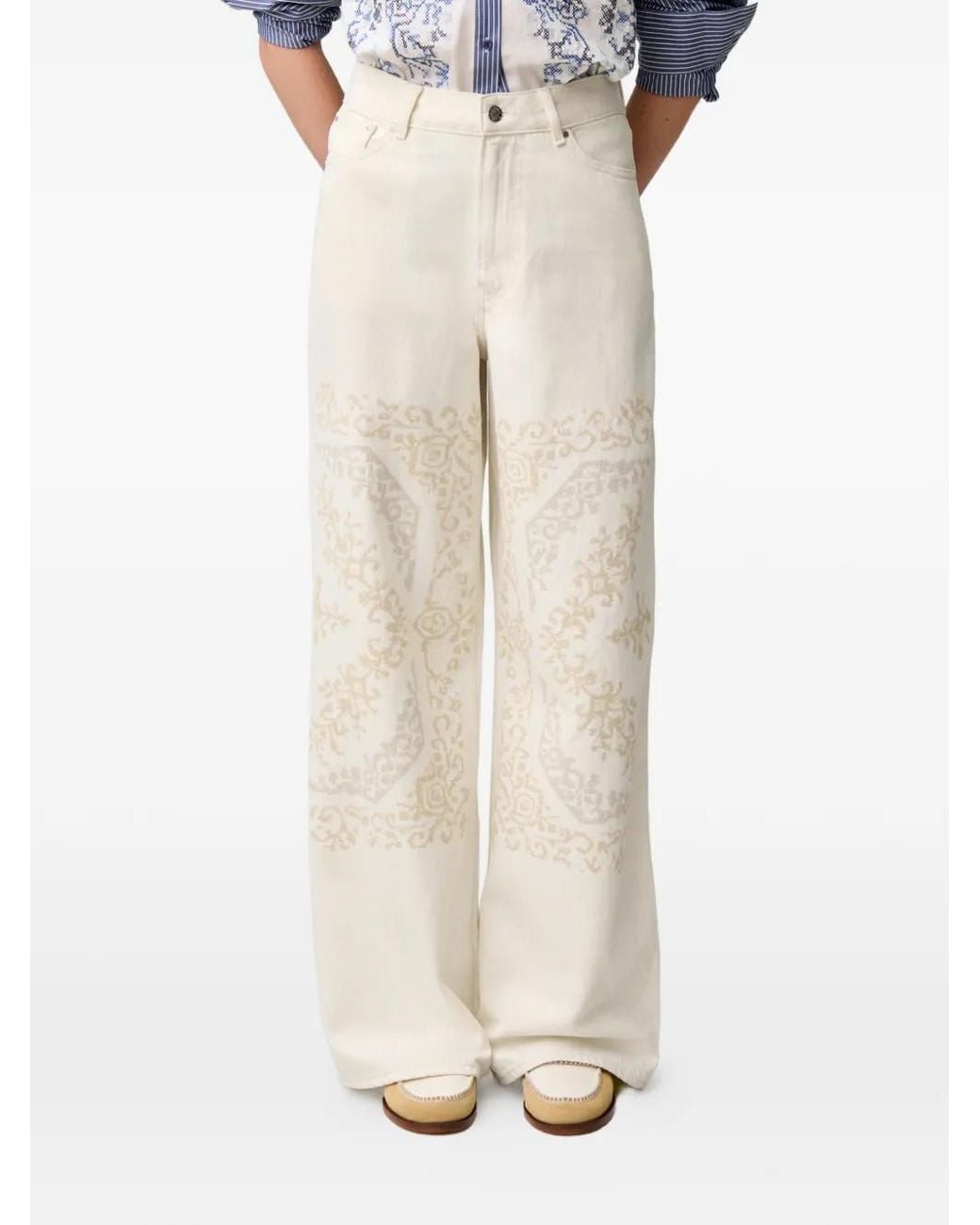 Claudie Pierlot White Cp Embroidered Denim Jeans