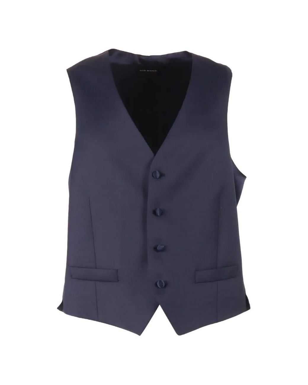 Luigi Bianchi Blue Virgin-Wool Waistcoat for men