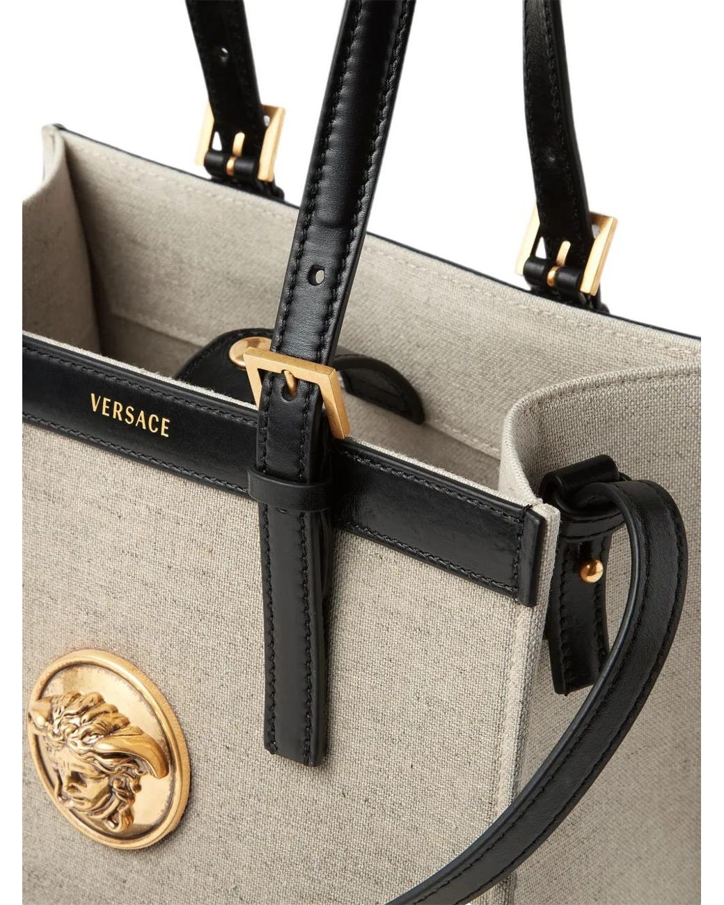 Versace Natural Cabas En Toile Rivière Mini