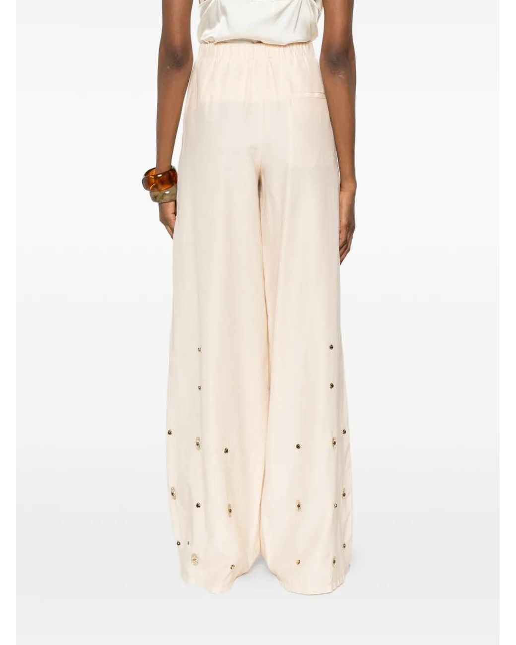 Forte_forte White Crystal-Embellished Palazzo Pants