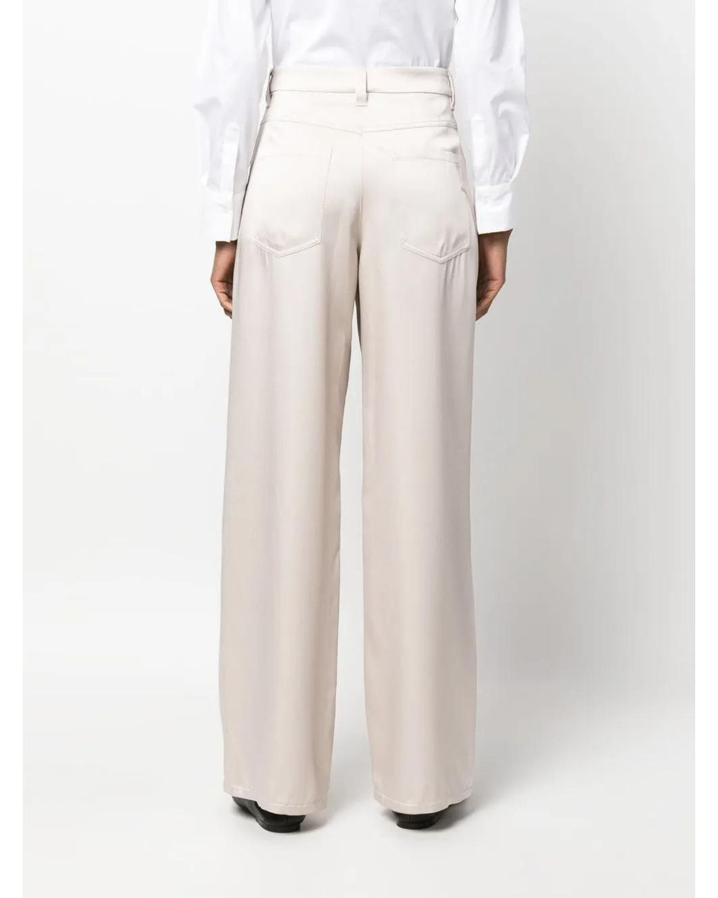 Brunello Cucinelli White High-waisted Wide-leg Trousers