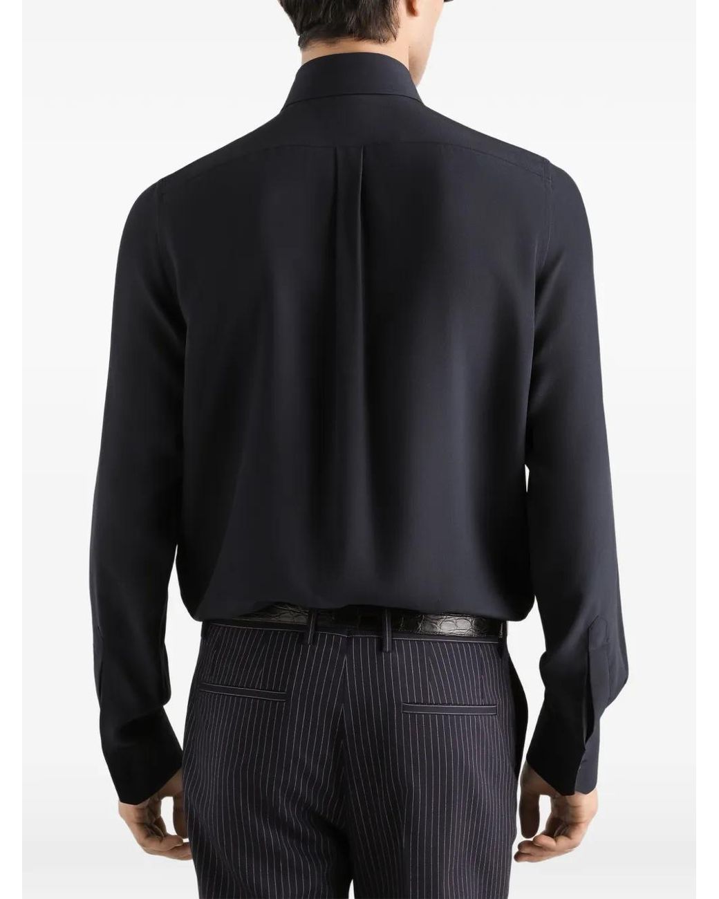 Dolce & Gabbana Blue Crêpe-De.Chine Shirt for men