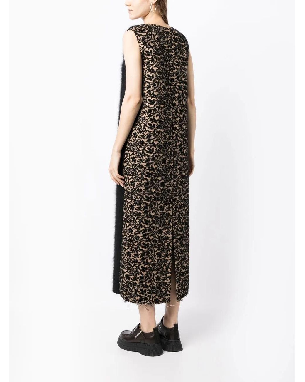 Uma Wang Black Panelled Wool Midi Dress