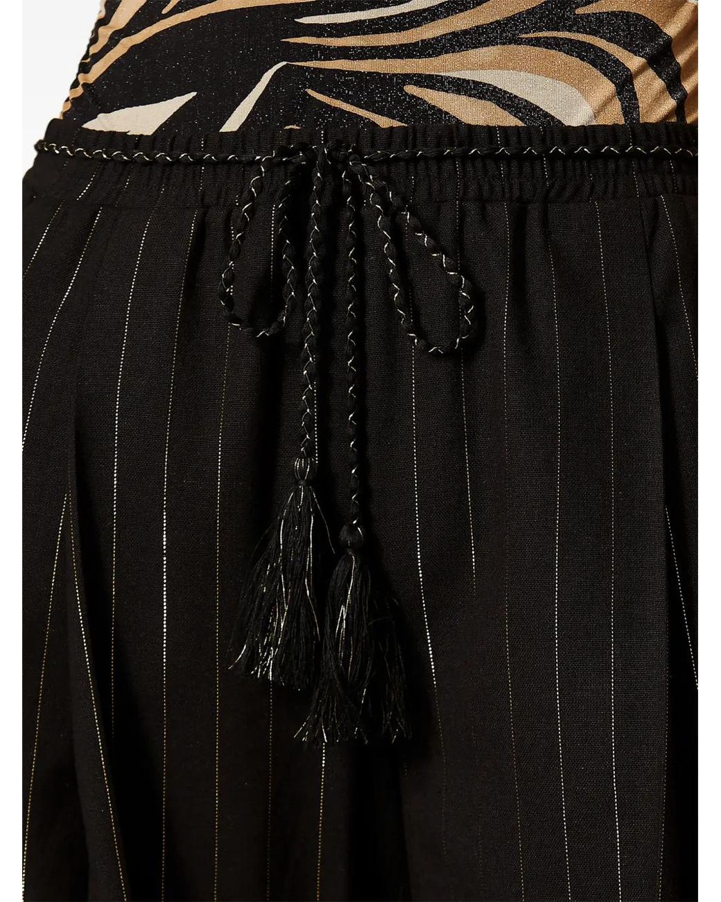 Twinset Black Wide Lurex Pinstripe Trousers