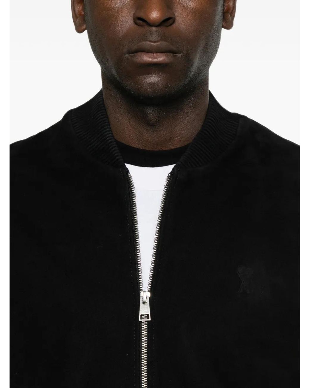 AMI Black Zip-Up Bomber Jacket for men