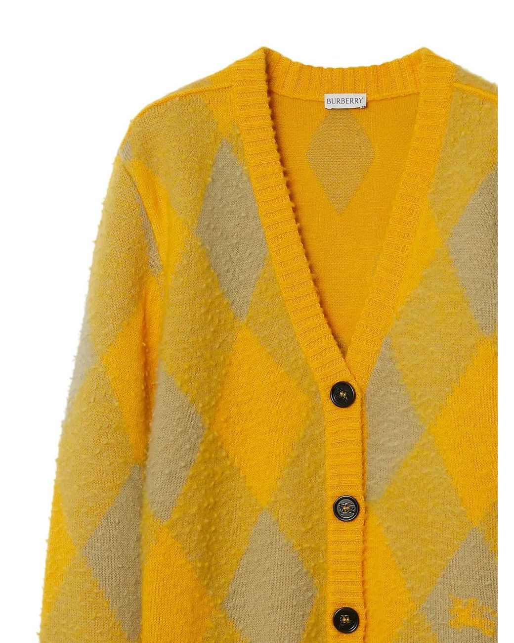 Burberry Yellow Argyle Cardigan