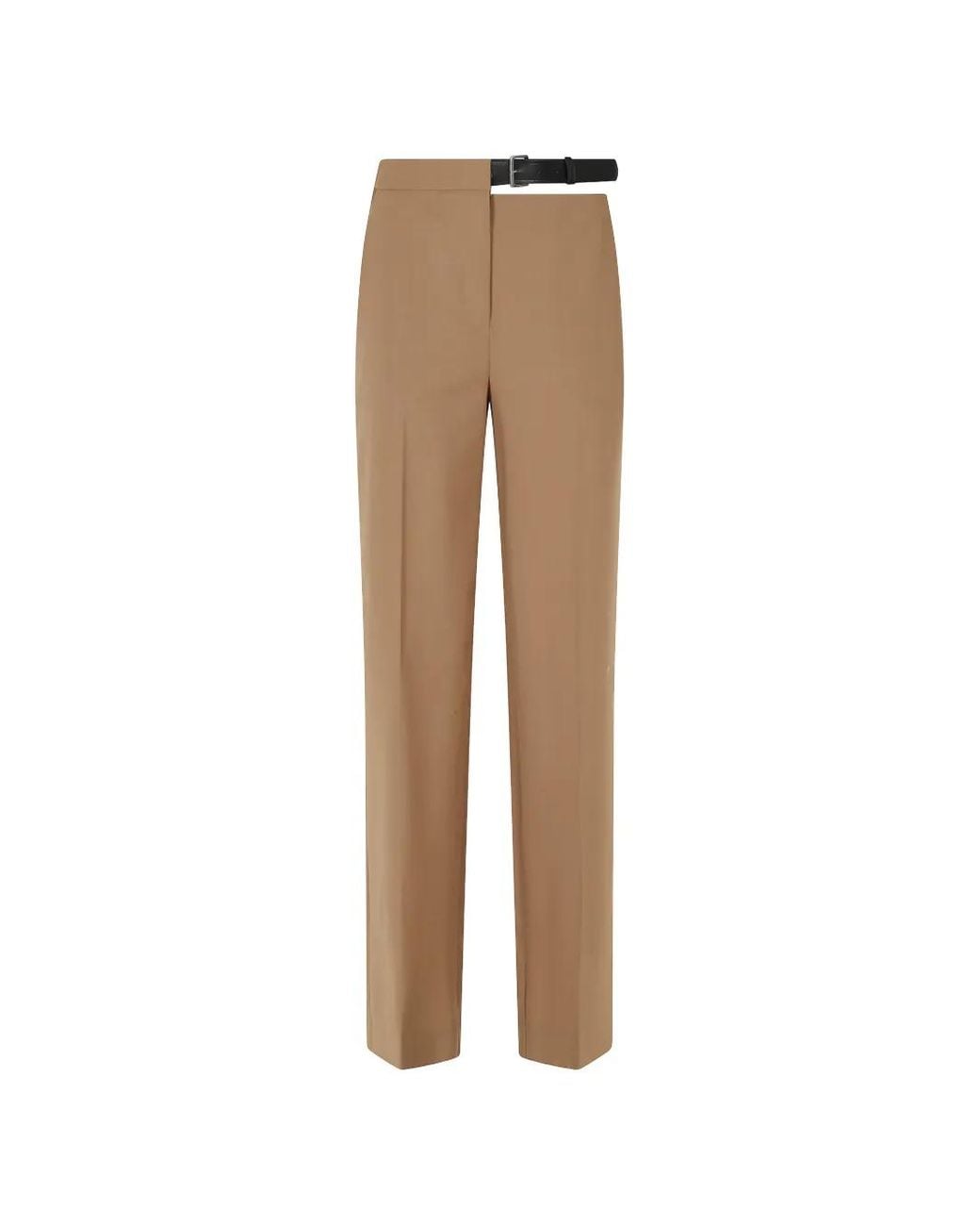 Semicouture Natural Debbie Belted Straight-Leg Trousers