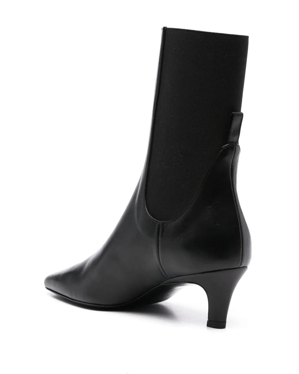 Totême  Black Leather Mid-Heel Boots