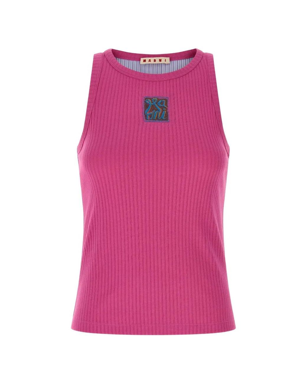 Marni Pink Ribbed Tank Top With Applique