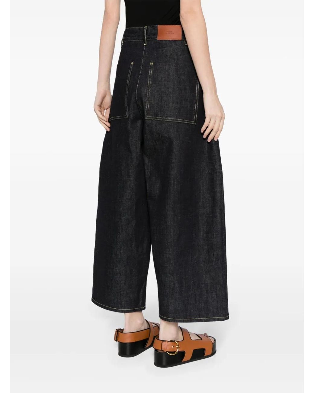 Studio Nicholson Blue Wide-Leg Cropped Jeans