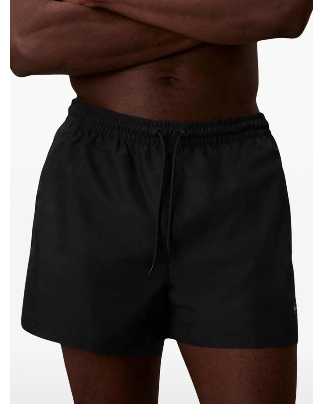 Calvin Klein Black Logo-Print Drawstring Swim Shorts for men