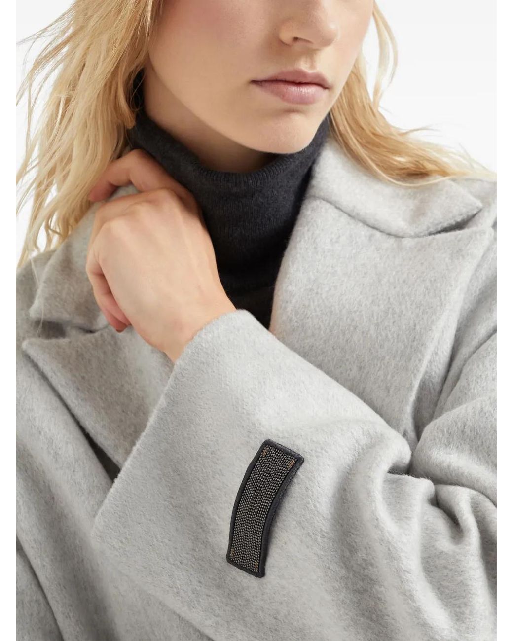 Brunello Cucinelli Gray Cashmere Double-Breasted Coat