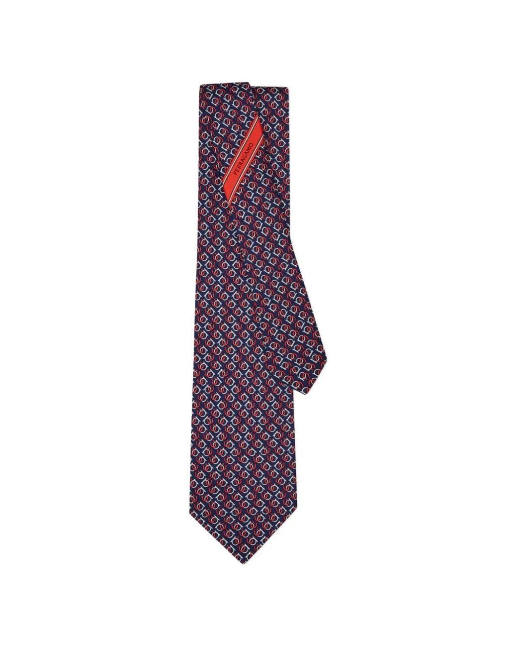 Ferragamo Purple Good Luck Print Silk Tie for men
