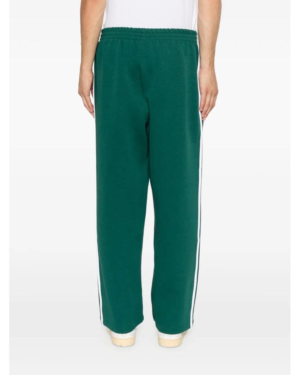 Adidas Green Logo-Embroidered Side-Stripe Track Pants for men