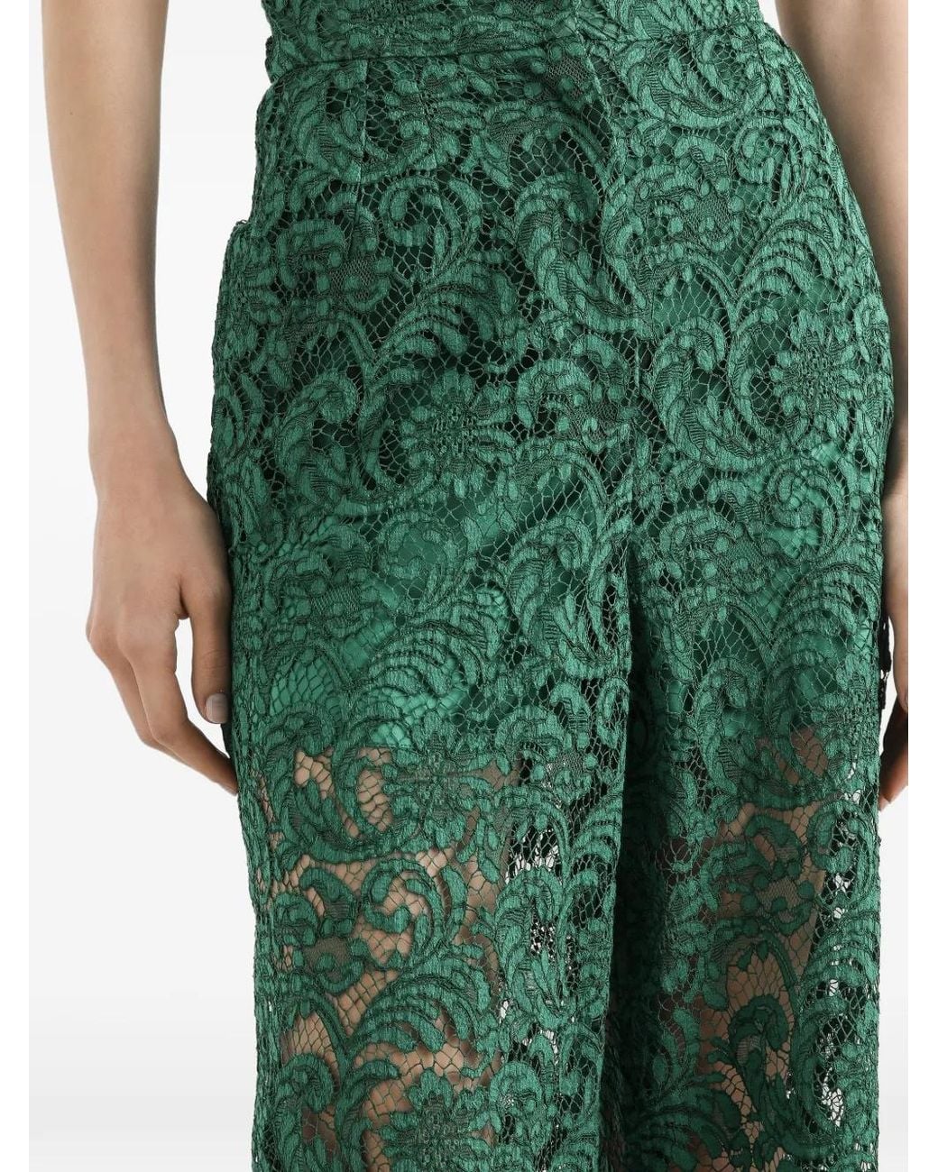 Dolce & Gabbana Green Cordonetto Lace Trousers